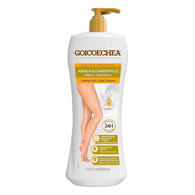 Goicoechea Calming Touch Body Lotion, Moisturizing Skin Care with Arnica & Chamomile, Varicose Veins Cream, Improves Appearance of Varicose Veins, Arnica Cream for Restful Legs, 13.5 oz (Pack of 6)