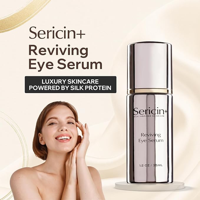 Sericin Reviving Eye Serum - Age Defying Eye Serums with Silk Protein to Smooth Fine Lines & Hydrate- Night Eyes Serums Reduces Puffiness & Fine Lines- Wrinkle Serum for Youthful Skin- 1.2 OZ