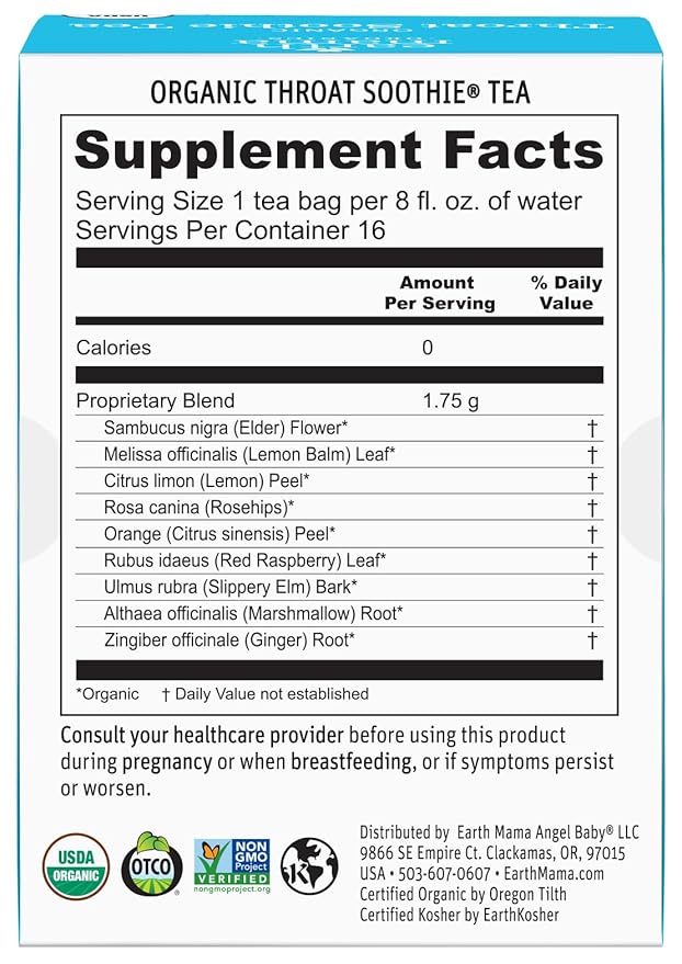 Throat Soothie Tea with Elderflower for Immune Support | Formulated with No Licorice | Safe for Kids & During Pregnancy, 16-Count (Packaging May Vary, 2-Pack)