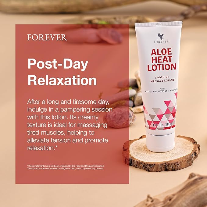 Forever Living - Aloe Heat Lotion with Menthol and Eucalyptus Fragrance, Comfort and Skin Nourishment, Vegan-Friendly Formula, 4 fl oz
