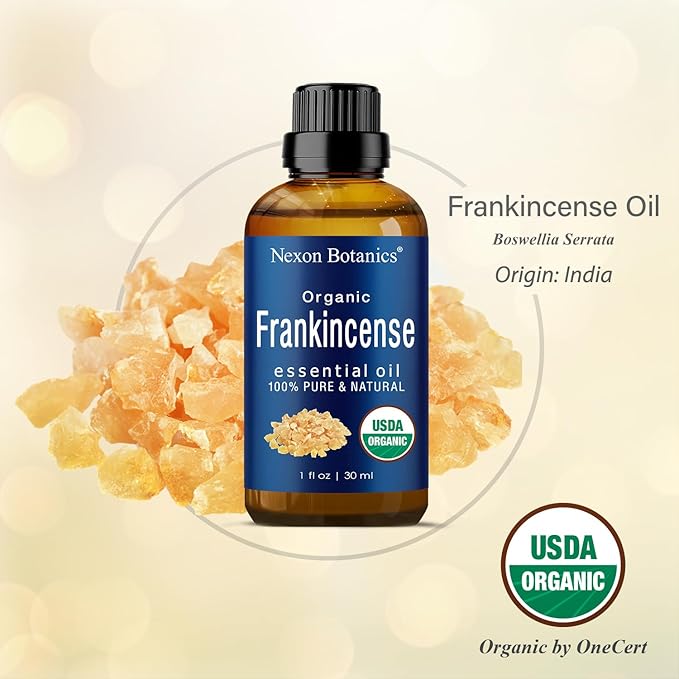 Organic Frankincense Essential Oil 30 ml - Pure Natural Boswellia Serrata for Diffusers, Aromatherapy, and Rejuvenating Skin & Hair Care - Nexon Botanics