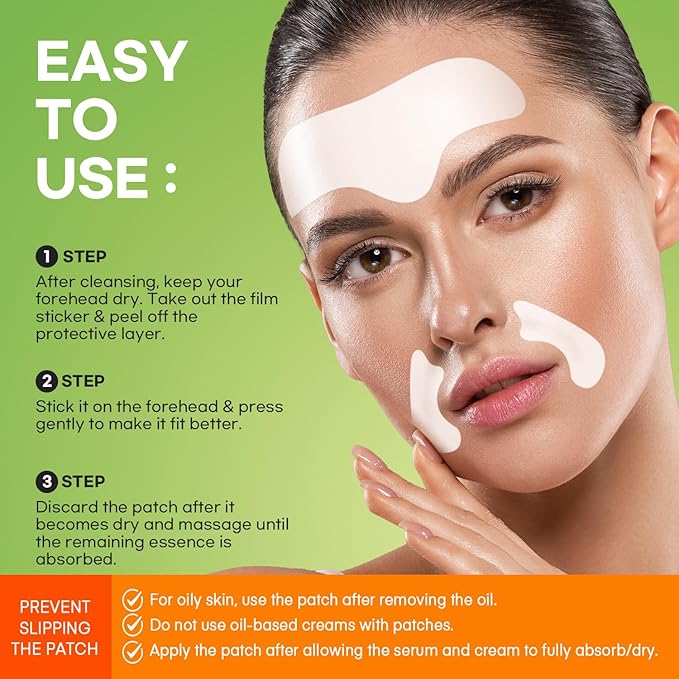 Forehead Wrinkle Patches 12Pcs with Smile Line Patches 24Pcs with Aloe, Collagen, Vitamin E, Forehead Wrinkles Treatment and Smile Lines Treatment