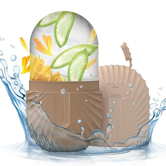 Ice Face Roller, Ice Cube Roller for Face，Facial Beauty Ice Roller Skin Care Tools,De-Puff Eye Bags, Reduce Migraine Pain（Brown）