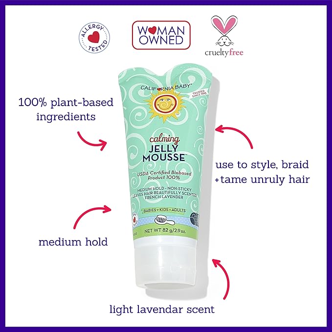 California Baby Calming Hair Gel for Kids | 100% Plant-Based Baby Hair Gel | Medium-Hold | Lavender Scent | Hypoallergenic| 82 g / 2.9 oz.