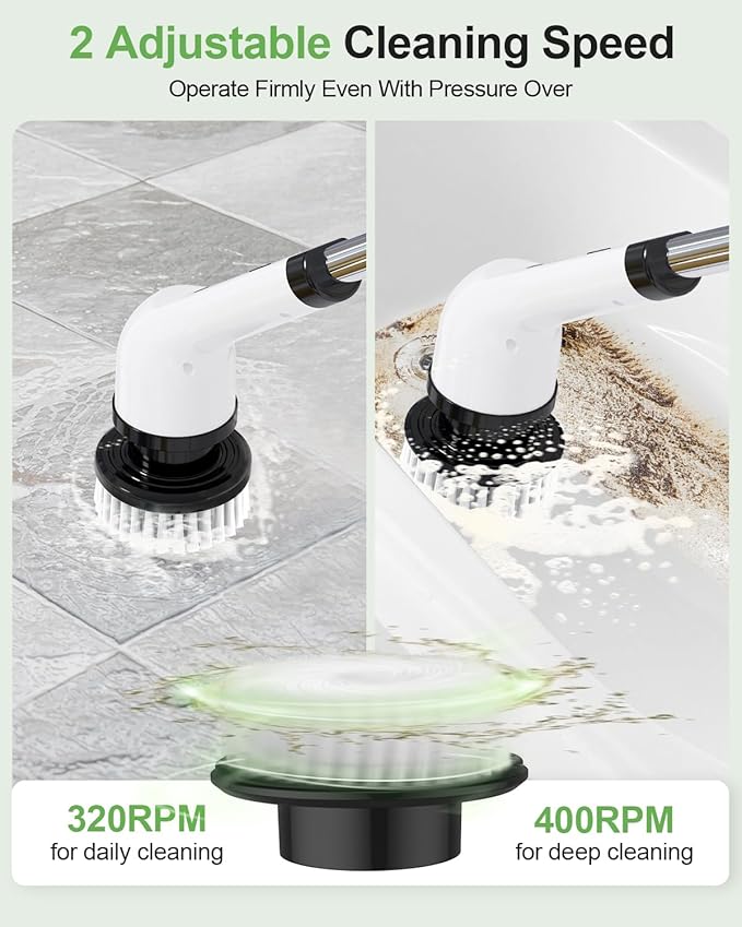 Electric spin scrubber, cordless cleaning