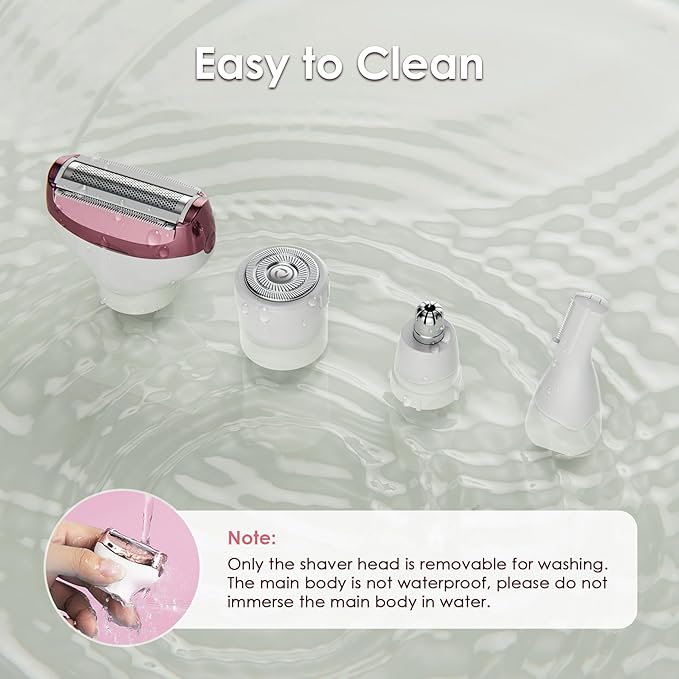 Electric Razors for Women, 4 in 1 Electric Women Shaver, Hair Removal Epilators for Leg Face Arm Bikini Armpit Pubic Hair, Cordless Rechargeable Portable Women's Bikini Trimmers, White
