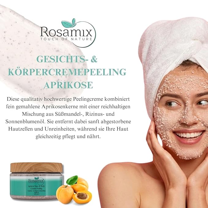 Deep Exfoliating Body Scrub Gentle - Apricot Face and Body Scrub Peeling - Body Polish Exfoliating Scrub Cream with shea butter and vitamins E and C