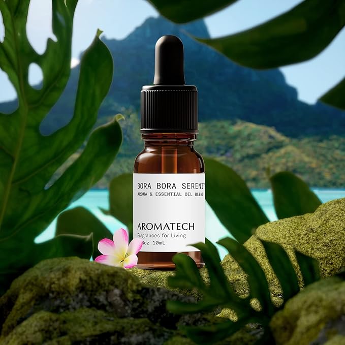 AromaTech Bora Bora Serenity Aroma Essential Oil Blend: Luxury Hotel Inspired Aromatherapy with Tropical Fruit, Frangipani & Coconut for Ultrasonic Diffusers & Nebulizers - 0.3 fl oz, 10 mL