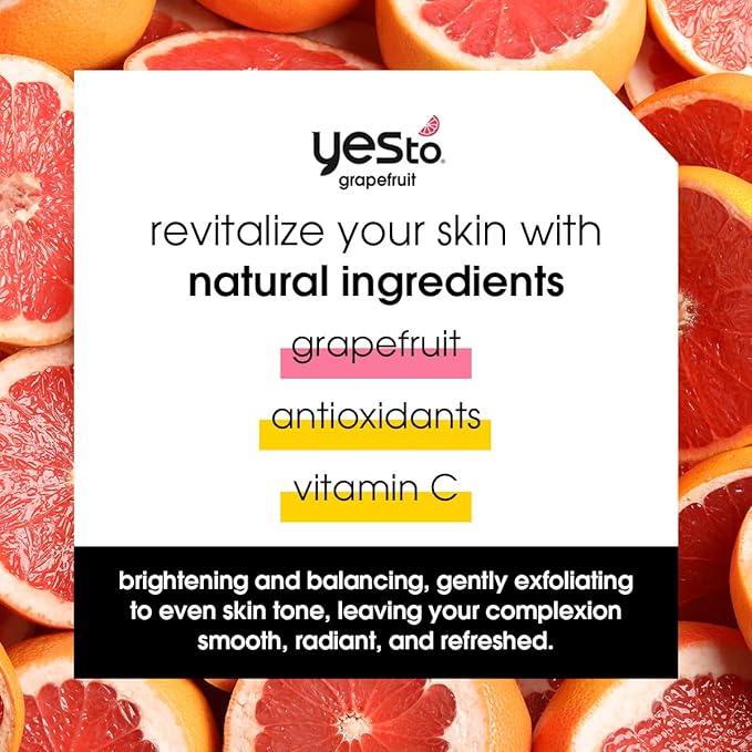 Yes To Grapefruit Treatment Serum, Brightening Lightweight Formula To Loosen Dead Skin Cells, Smooth Complexion & Tone Skin, With Vitamin C & PHAs, Natural, Vegan & Cruelty Free, 0.95 Fl Oz