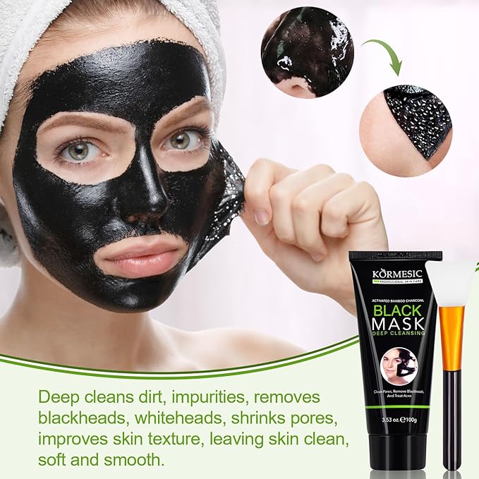 Blackhead Remover Mask, Charcoal Peel Off Face Mask, Purifying Peel Off Mask for Deep Cleansing Blackheads and Pores, Deep Cleansing Mask with Brush, 100g
