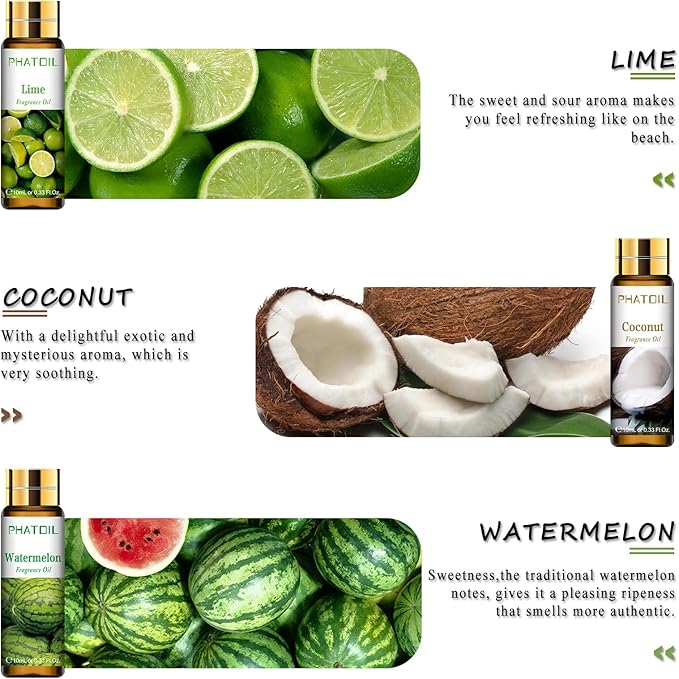 9PCS Fruity Essential Oils Gift Set, 10ml/0.33fl.oz Fragrance Oils for Soap, DIY Candle, Bath Bombs Making, Fruit Scented Oils for Diffusers for Home