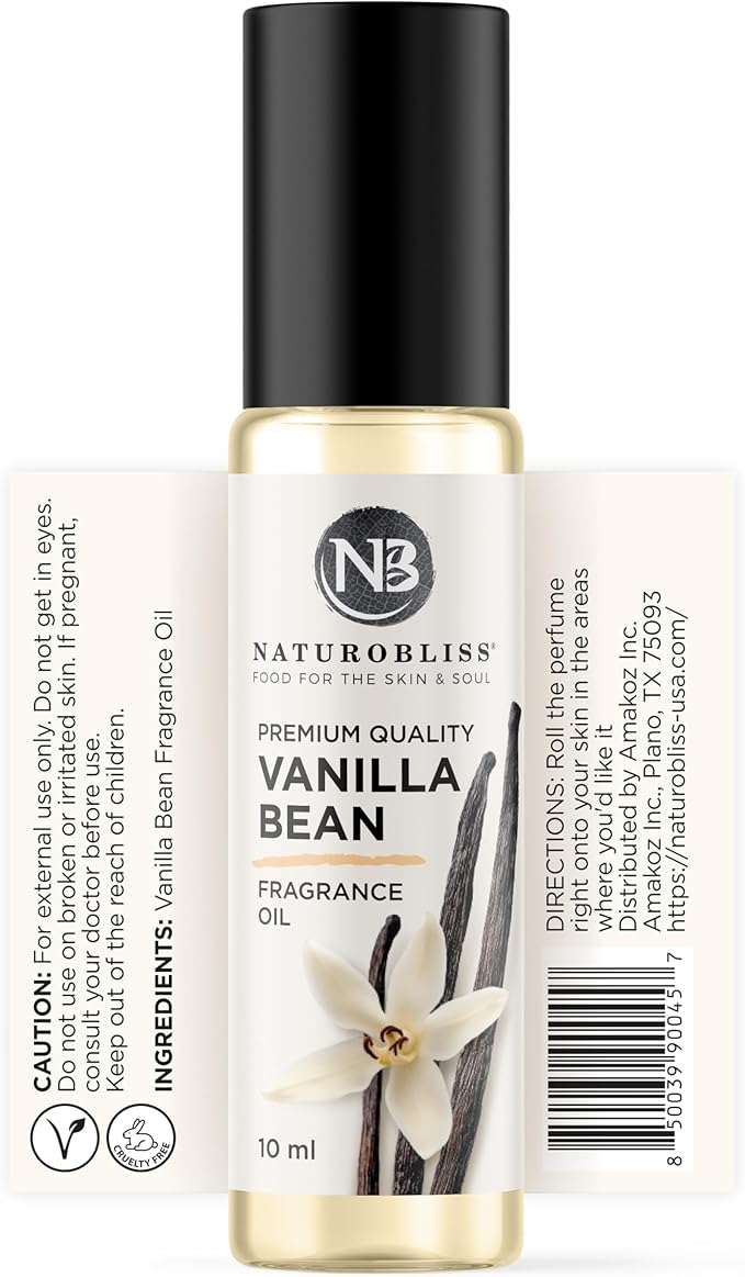 NaturoBliss Vanilla Perfume, Vanilla Fragrance Oil RollOn 10 ml 1Unit, Vanilla Bean, 0.33 Fl Oz (0.33 Fl Oz (Pack of 1), Vanilla)