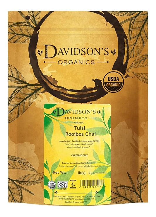 Davidson's Organics, Tulsi Rooibos Chai, Loose Leaf Tea, 16-Ounce Bag