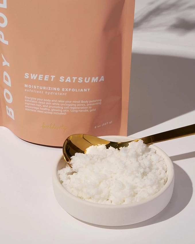 Body Polish, 8oz. - Sweet Satsuma Scented Body Scrub Exfoliator for Women, Exfoliating Sugar Scrub To Lotion Moisturizer, Gentle Exfoliant for Dry and Sensitive Skin, Handmade in USA