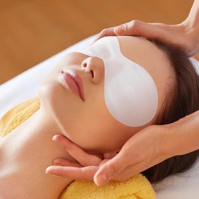 Joez Wonderful 150 Sheets Disposable Eye Mask Paper, Non Woven Eye Care Patches Paper Eye Covers, Cotton Spa Eye Pads for Facials, DIY Clear Eye Mask Paper Beauty Sheets for Makeup