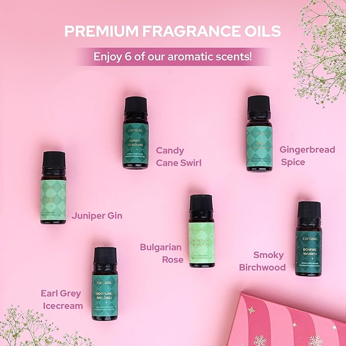 Carnatia Tis The Season Holiday Aroma Oil Set – 6 Cozy & Uplifting Scents for Diffusers, Relaxation & a Warm, Inviting Atmosphere | Festive Essential Oils for Home & Gifting!