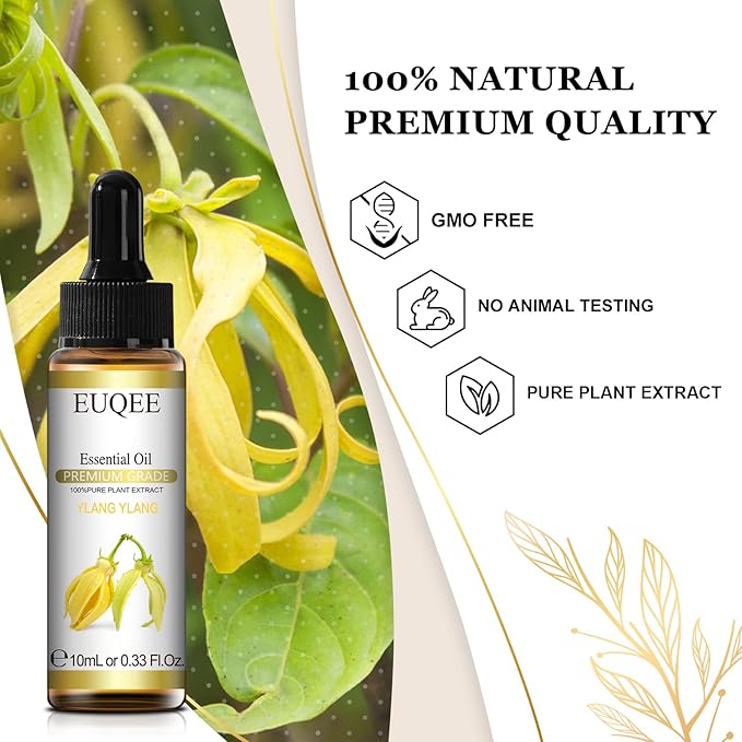 Ylang Ylang Essential Oil 10 ml Premium Ylang Ylang Oil Pure Essential Oil Great for Diffusers, Aromatherapy, DIY Soap - 0.33 Fl. oz