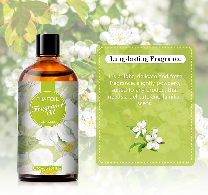 3.38FL.OZ White Musk Fragrance Oils for Aromatherapy, Essential Oils for Diffusers for Home, Perfect for Diffuser, DIY Candle and Soap Making, DIY Scented Products - 100ml