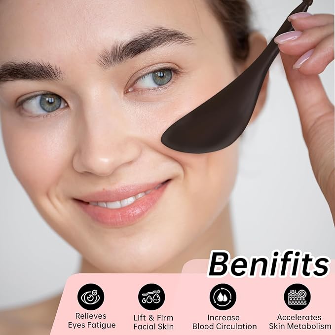 Bian Stone Gua Sha & Acupuncture Scraper, Gua-Sha Facial Body Tools Set for Reduce Puffiness, Acupuncture Scraper for Meridian Pain Relief, SinkCare Beauty Massager as Present for Women, Brown