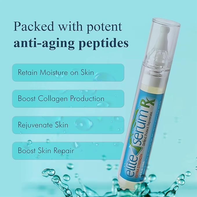 Elite Serum Rx - Anti Aging Under Eye Serum for Dark Circles and Puffiness with 7 Patented Peptides - Extra Strength Eye Lifting and Firming Serum for Wrinkle Repair and Eye Bags Treatment