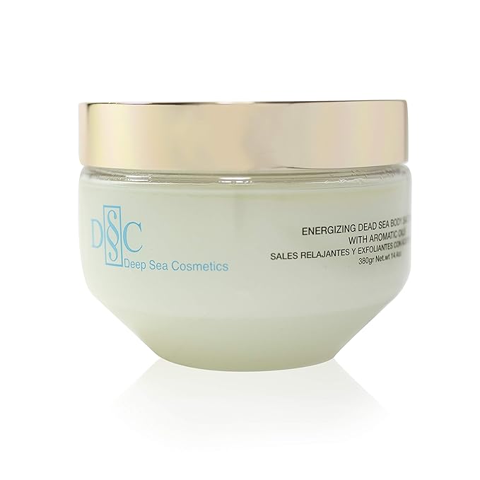 Deep Sea Cosmetics | Energizing Body Salt Scrub | Dead Sea Salt Scrub With Natural Oils, Green Tea, Lavender and Eucalyptus Extracts - 14.4 Oz
