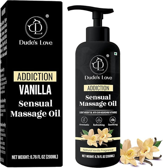 Organic - Edible Aromatic Vanilla Massage Oil | Natural Vanilla & Jasmine with Coconut Oil