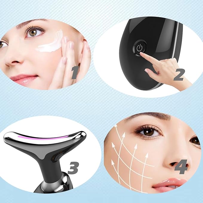 Facial and Neck Massager, Multi-Mode Adjustable, Massager for Double Chin and Face, Facial Shaping Tool, Can Be Used with Lotion to Improve Skin Condition (Black)