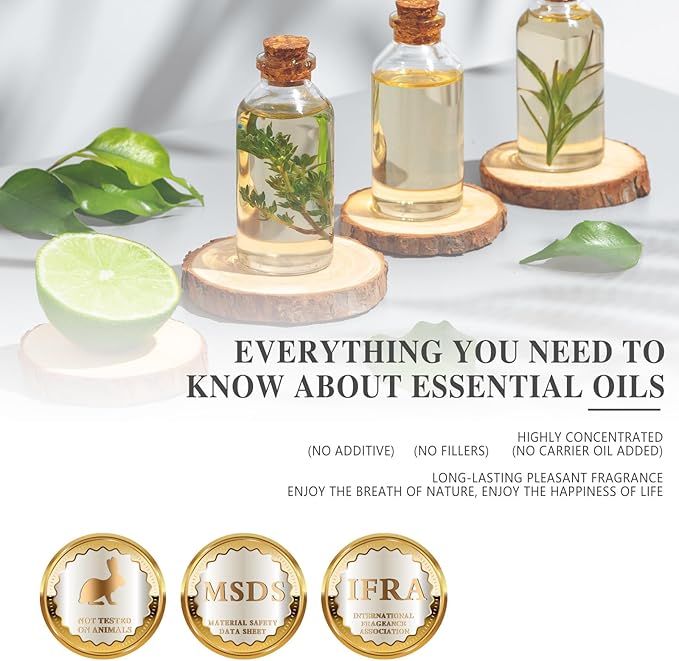 Citronella Essential Oil, 3.38FL.OZ Pure Essential Oils with Glass Dropper, Large Volume Citronella Oil, Perfect for Massage, DIY Candle and Soap Making (100ML)