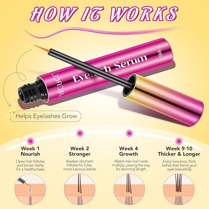 Eyelash Growth Serum - Eyelash Serum to Grow Lashes, Lash Serum for Eyelash Growth to Boost Thicker, Fuller, and Longer Lashes, Eye Lash Serum Growth for Women