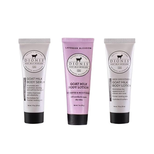 Dionis Goat Milk Skincare Body Care Set - Lavender Blossom Lotion, Body Lotion W/Retinol, Body Serum W/Collagen, Deep Hydration and Younger Skin