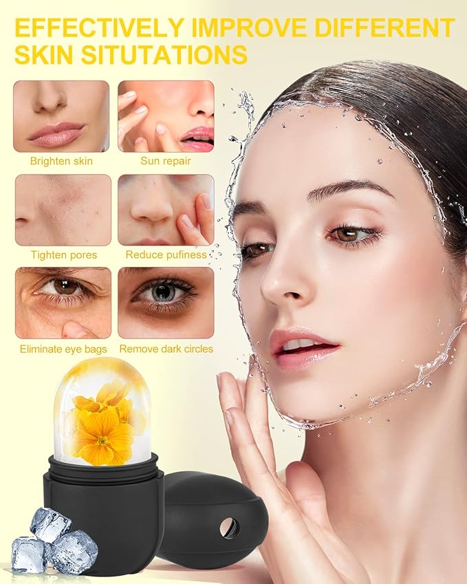 Ice Roller for Face & Eye, Beauty Facial Ice Holder Mold Face Puffiness Relief Massage Skin Care Tools for Brighten Lubricate Shrink Pores Remove Fine Lines