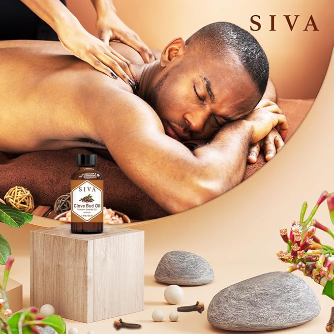 SIVA Clove Bud Essential Oil - 1 Fl Oz – Natural Clove Bud Oil - for Diffuser, Face, Skin Care, Aromatherapy, Hair Care, Scalp and Body Massage - with Dropper