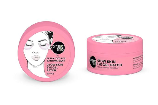 Berry Iced Tea & Antioxidant Glow Skin, Hydrogel Eye Patches for Dark Circles, Fight Wrinkles & Fine Lines, Dark Spots, Texture Repair Vegan & Organic. 60 PCS.