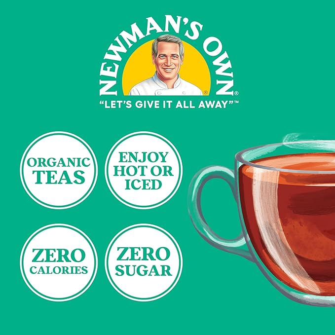 Newman ’s Own Organic Turmeric Ginger Herbal Tea Caffeine-Free May Aid Digestion and Boost Immunity Turmeric Tea with 20 Individually Wrapped Tea Bags Per Box USDA Certified