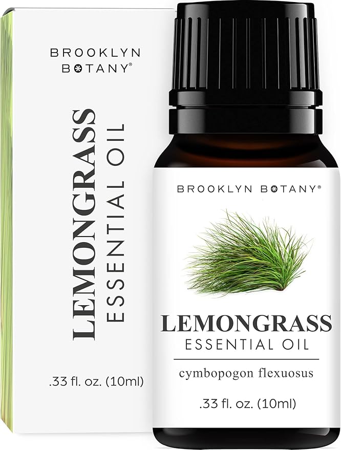 Brooklyn Botany Lemongrass Essential Oil - 100% Pure and Natural - Premium Grade Essential Oil - for Aromatherapy and Diffuser - 0.33 Fl Oz
