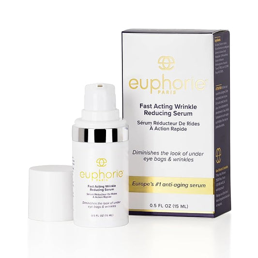 Euphorie Rapid Reduction Eye Serum - Advanced Formula - Anti Aging Serum Visibly Reduces Under-Eye Bags, Wrinkles, Fine Lines & Crow's Feet Instantly - Instant Face Lift Cream .5 Fl Oz (15ml)