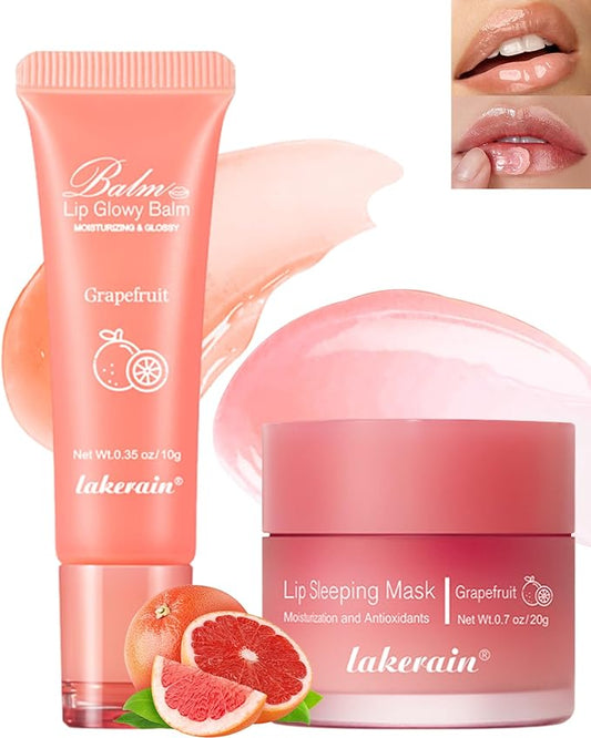 2Pcs Lip Glowy Balm & Lip Women-Grapefruit