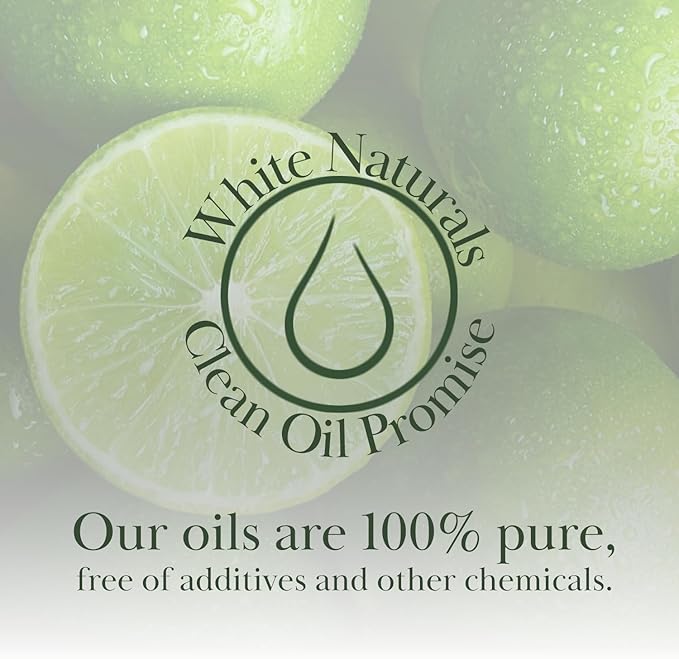 White Naturals Lime Essential Oil – 100% Pure & Natural Cold-Pressed Lime Oil, Fresh & Uplifting Citrus Aroma, Ideal for Aromatherapy, Cleaning & DIY Skin Care, 1oz