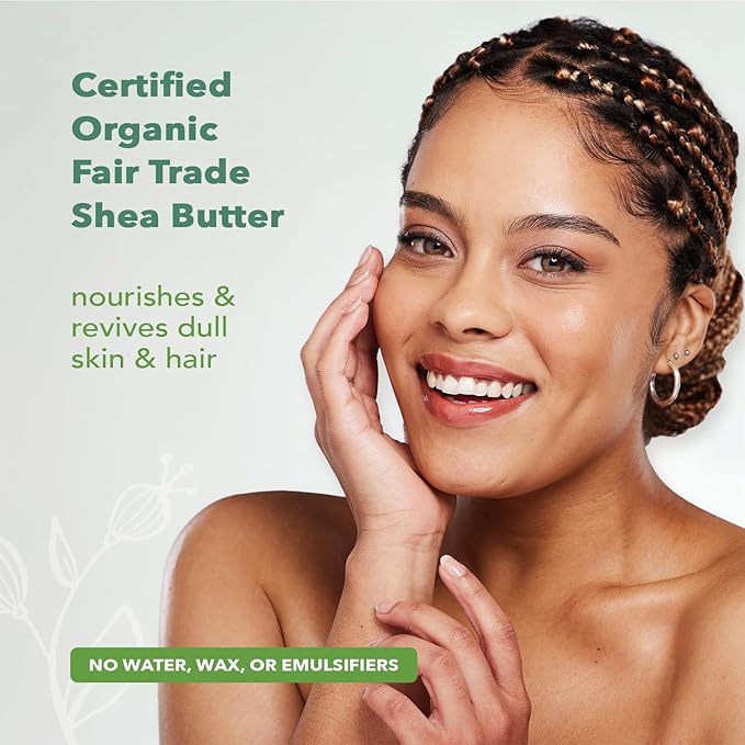 Nourish Organic Moisturizing Shea Butter – Organic Fair Trade Certified Shea Butter for Sensitive Skin Care, Face Care & Hair Care, 5.2 Oz Jar + Washable Cotton Round
