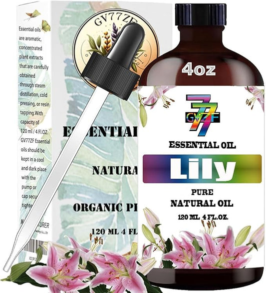 Lily Essential Oil (4 oz) – 100% Pure Fragrance Oil for Diffusers, Humidifiers, Aromatherapy, Relaxation, Bath, Massage, Candles, Soap Making, DIY, Home Cleaning, Gifts – Gentle Floral Fragrance