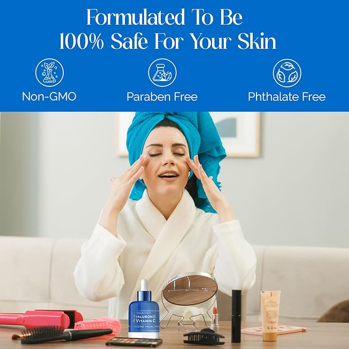 Bella Beauty Hyaluronic Acid & Vitamin C Moisturizing Facial Serum - Hydrating, Reduces Wrinkles & Fine Lines, Boosts Collagen - Dermatologist Tested, Korean Skin Care for All Skin Types - 1.69 Fl. Oz