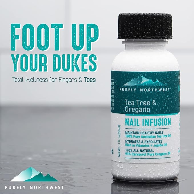 Extra Strength-Toenail Solution-100% All Natural-Tea Tree & Oregano-Effective for Thick, Discolored & Cracked Nails-Softens Dry Cracked Nails & Cuticles-by Purely Northwest 1oz