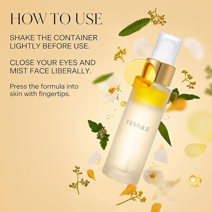 Dual Essence Camellia Hydrating Face Toner Mist (1.18 oz Travel Size) | Light & Refreshing Facial Moisturizer | Korean Skincare