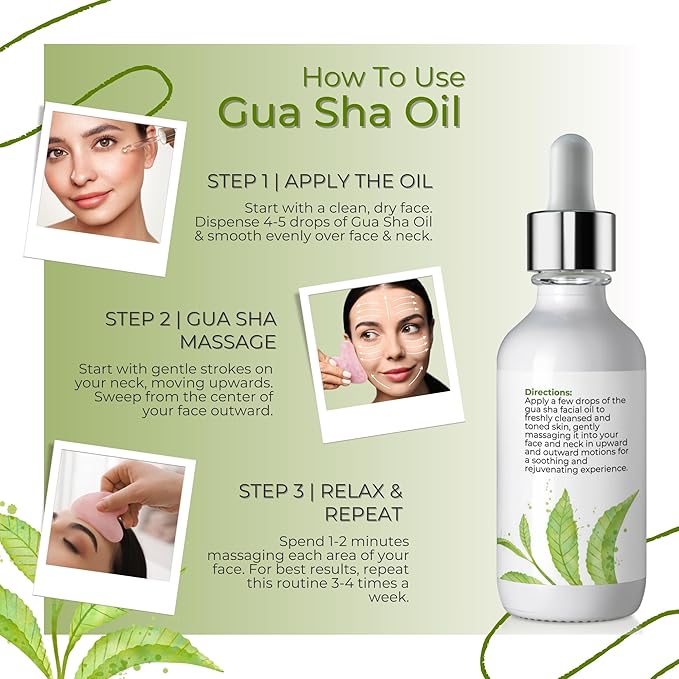 Brookethorne Naturals Gua Sha Oil | Skin Rescue Soothes & Clarifies | Gua Sha & Dermaplaning Facial Oil | Quick-Absorbing Face Oil for All Skin Types | With Green Tea & Hemp Extracts | 100% Natural
