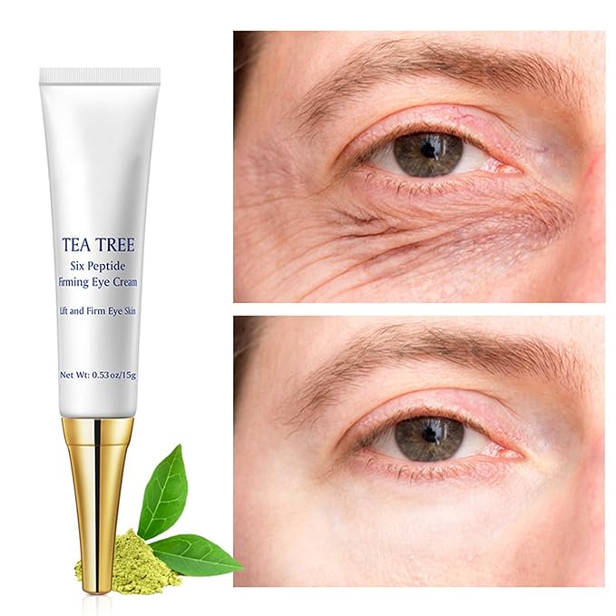 Eye Cream for Dark Circles Under Eye Cream for Puffiness and Bags Tea Tree Six Peptide Fiming Anti-Aging Eye Cream for Wrinkles Improve Fine Line Eye Repair Care,15g/0.53oz