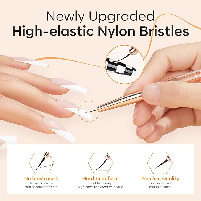 modelones Thin Liner Nail art Brushes with Cuticle Oil, 15ml Nail & Cuticle Care Strengthener Oil Vitamin E + B Cuticle Revitalizing Oil for Nail Growth and Gel Nail Polish