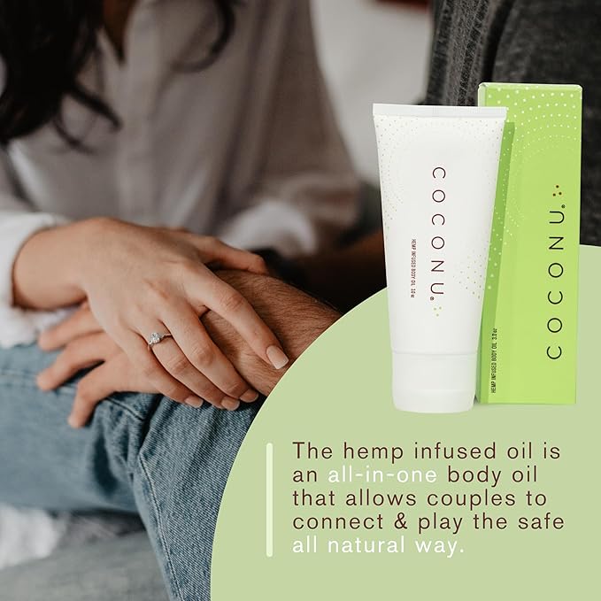 Coconu Hemp Infused Body Oil | Organic Coconut Oil Based | Couples Massage Oil & for Personal Use | No Added Fragrance & Flavor | 3 0z