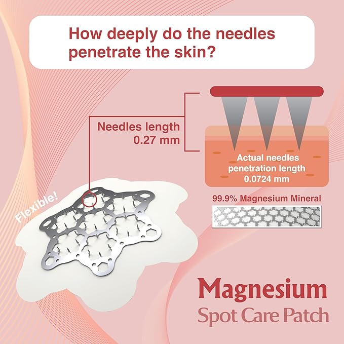 FreeGo Magnesium Acne Patches for Face. Blemish.Zit & Dark Spots from Post-Blemish, Acne .Zit. Self Dissolving,Hydrocolloid, Tee Tree oil & more (S 15pc)