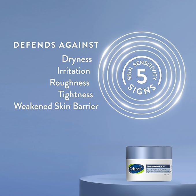 Cetaphil Deep Hydration Healthy Glow Daily Face Cream, 1.7 oz, 48 Hour Dry Skin Face Moisturizer for Sensitive Skin, With Hyaluronic Acid, Vitamin E & Vitamin B5