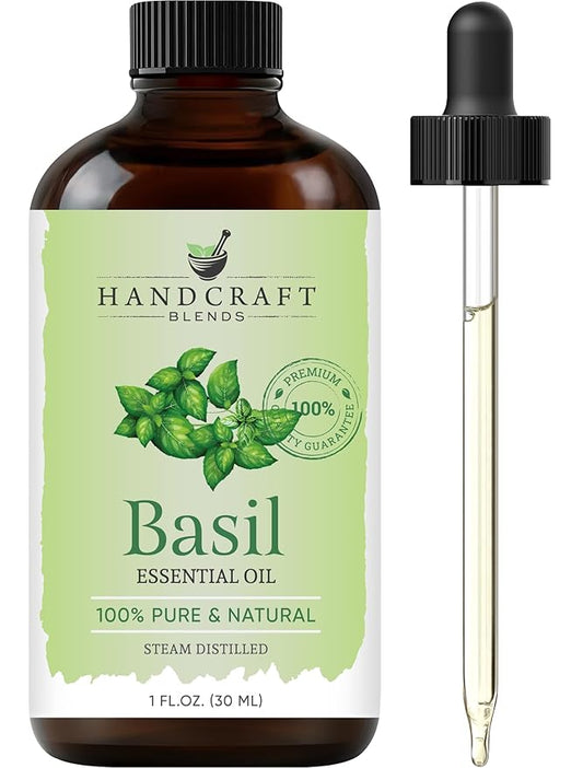 Handcraft Blends Basil Essential Oil - 1 Fl Oz - 100% Pure and Natural - Premium Grade Essential Oil for Diffuser and Aromatherapy